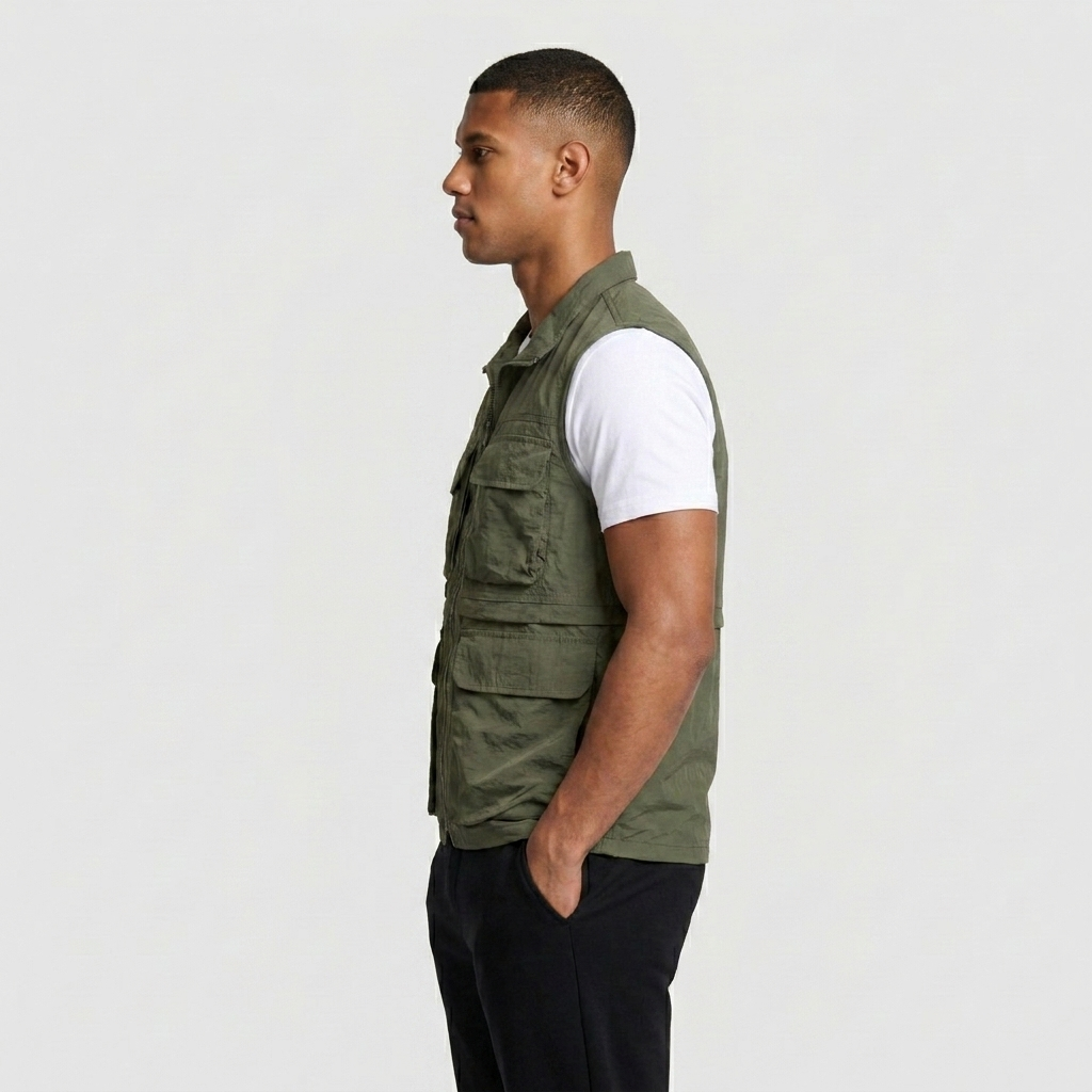 Utility Vest Multi-Pocket Full Zip for Men