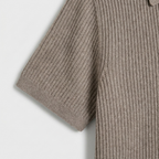 Ribbed Knit Polo Open Collar Short Sleeve for Men