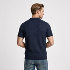 Textured Knit Polo Open Collar Short Sleeve for Men