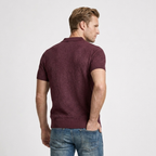Textured Knit Polo Open Collar Short Sleeve for Men