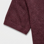 Textured Knit Polo Open Collar Short Sleeve for Men