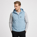 Hooded Zip Vest Drawcord Hem Chest Pocket for Men