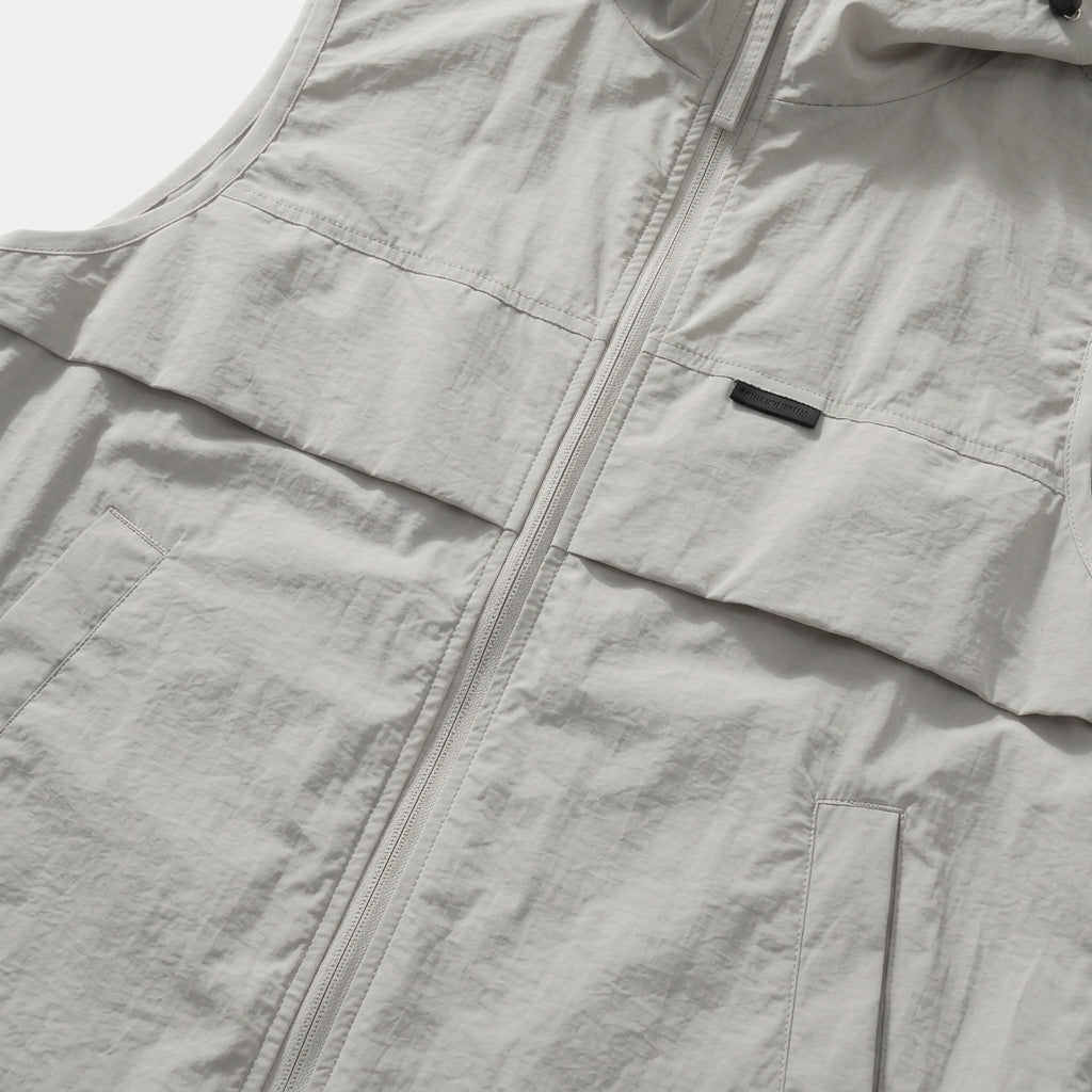 Hooded Zip Vest Drawcord Hem Chest Pocket for Men