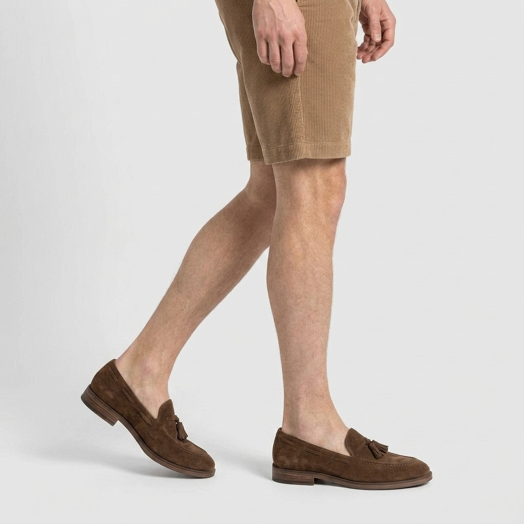 Suede Tassel Loafer Leather Sole for Men