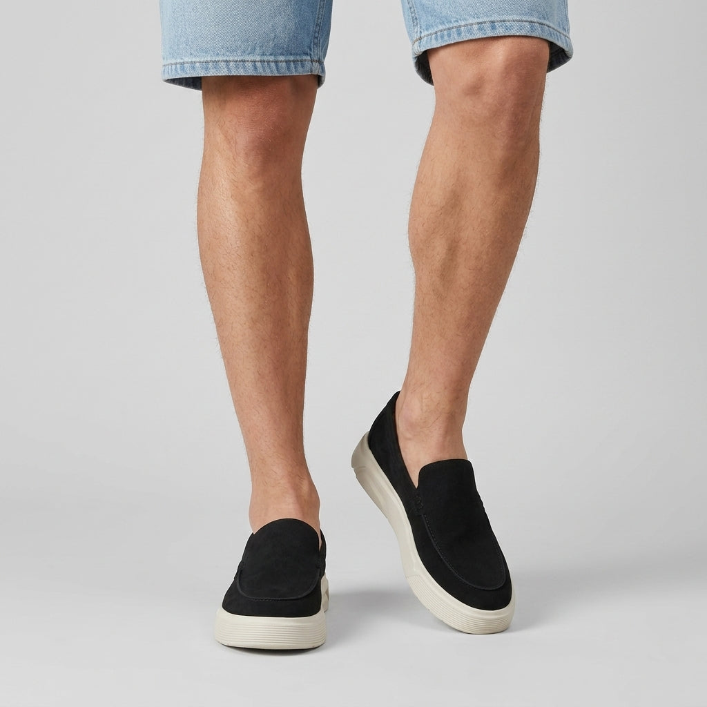 Suede Slip-On Loafer Chunky Platform Sole for Men