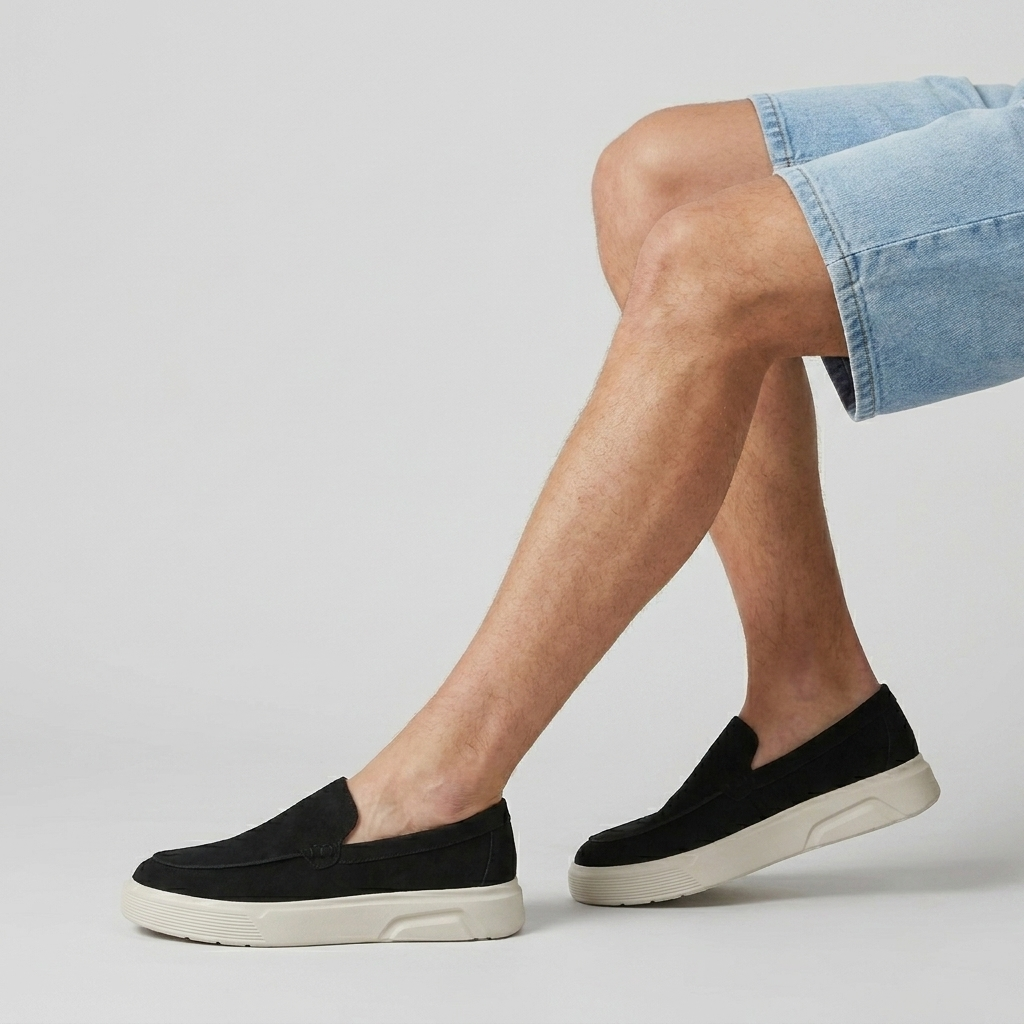 Suede Slip-On Loafer Chunky Platform Sole for Men