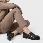 Croc-Embossed Loafer Geometric Bar Lug Sole for Men