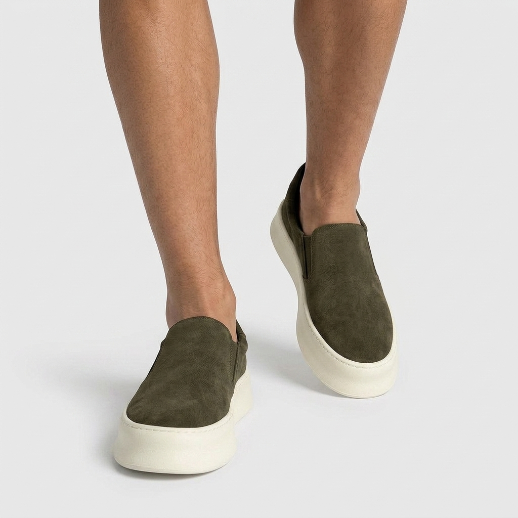 Suede Slip-On Sneaker Chunky Platform Sole for Men
