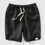 Pinstripe Shorts Contrast Drawcord Elastic Waist for Men