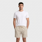 Pinstripe Shorts Contrast Drawcord Elastic Waist for Men