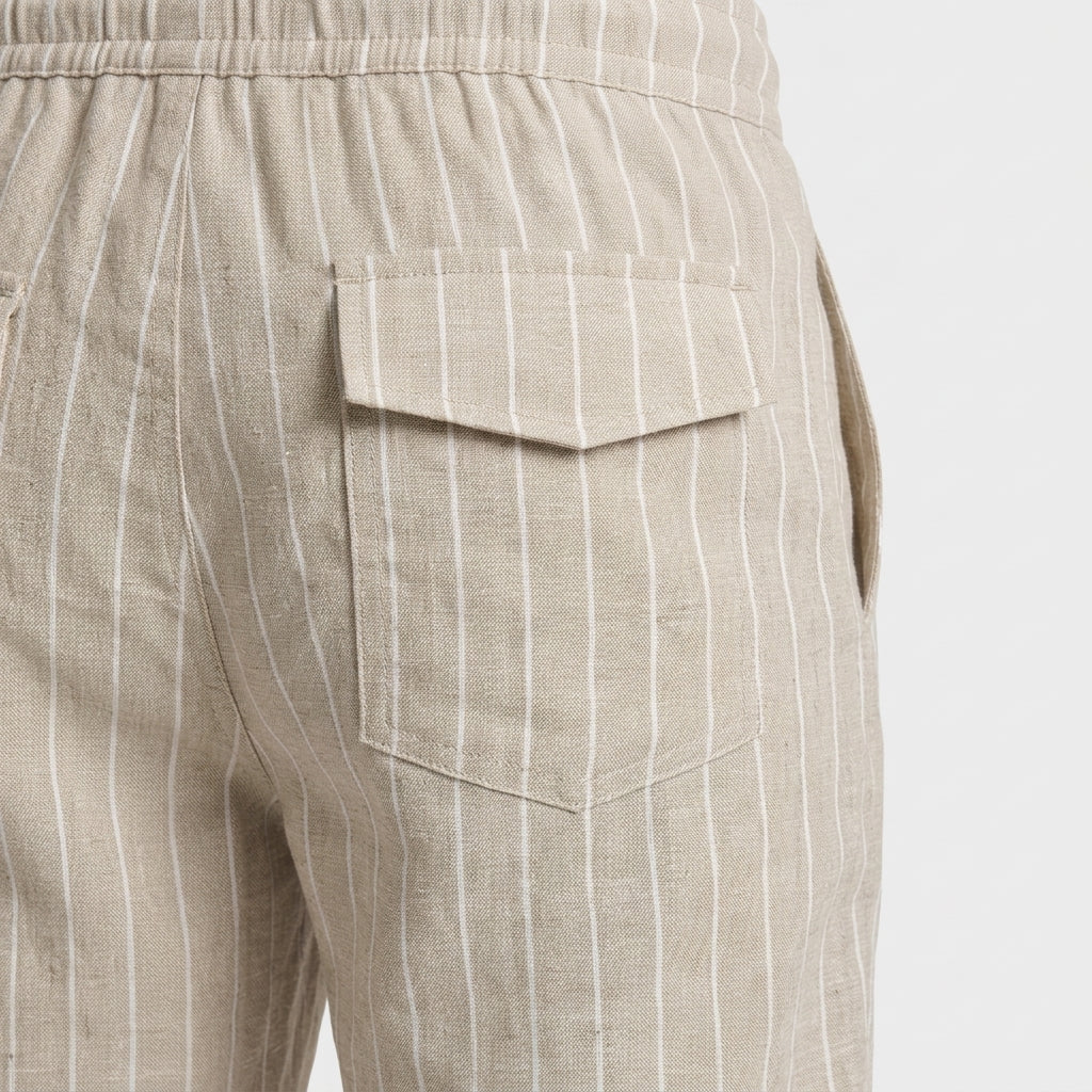 Pinstripe Shorts Contrast Drawcord Elastic Waist for Men