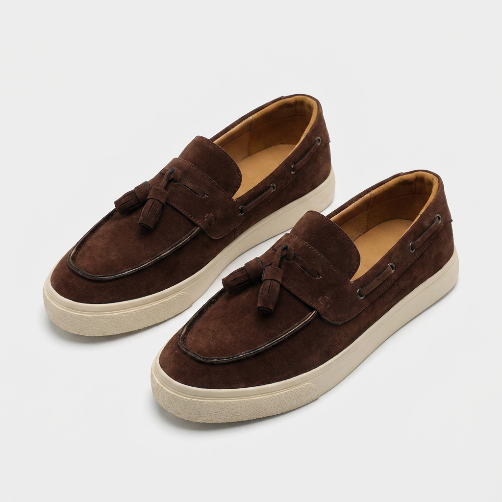 Suede Tassel Loafer Chunky Vulcanised Sole for Men