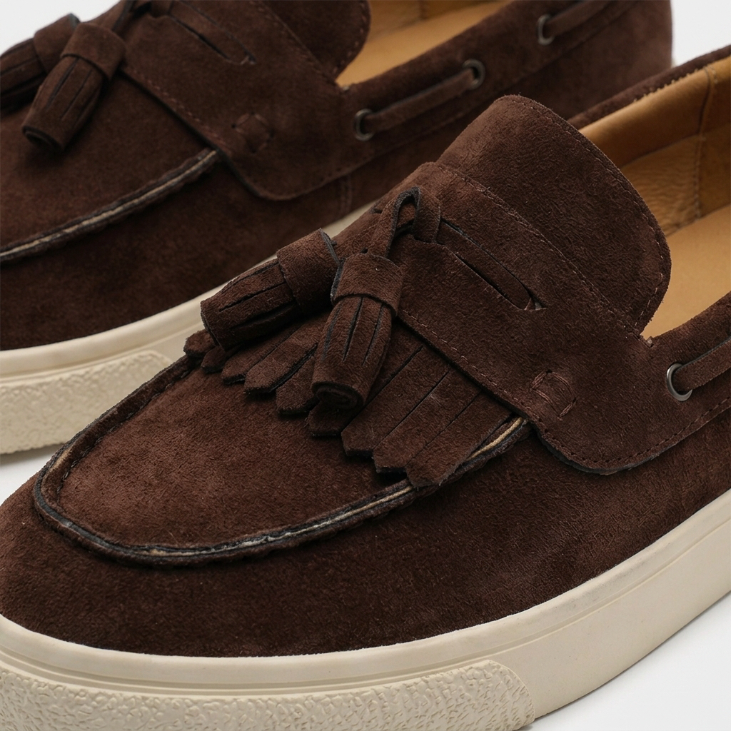 Suede Tassel Loafer Chunky Vulcanised Sole for Men
