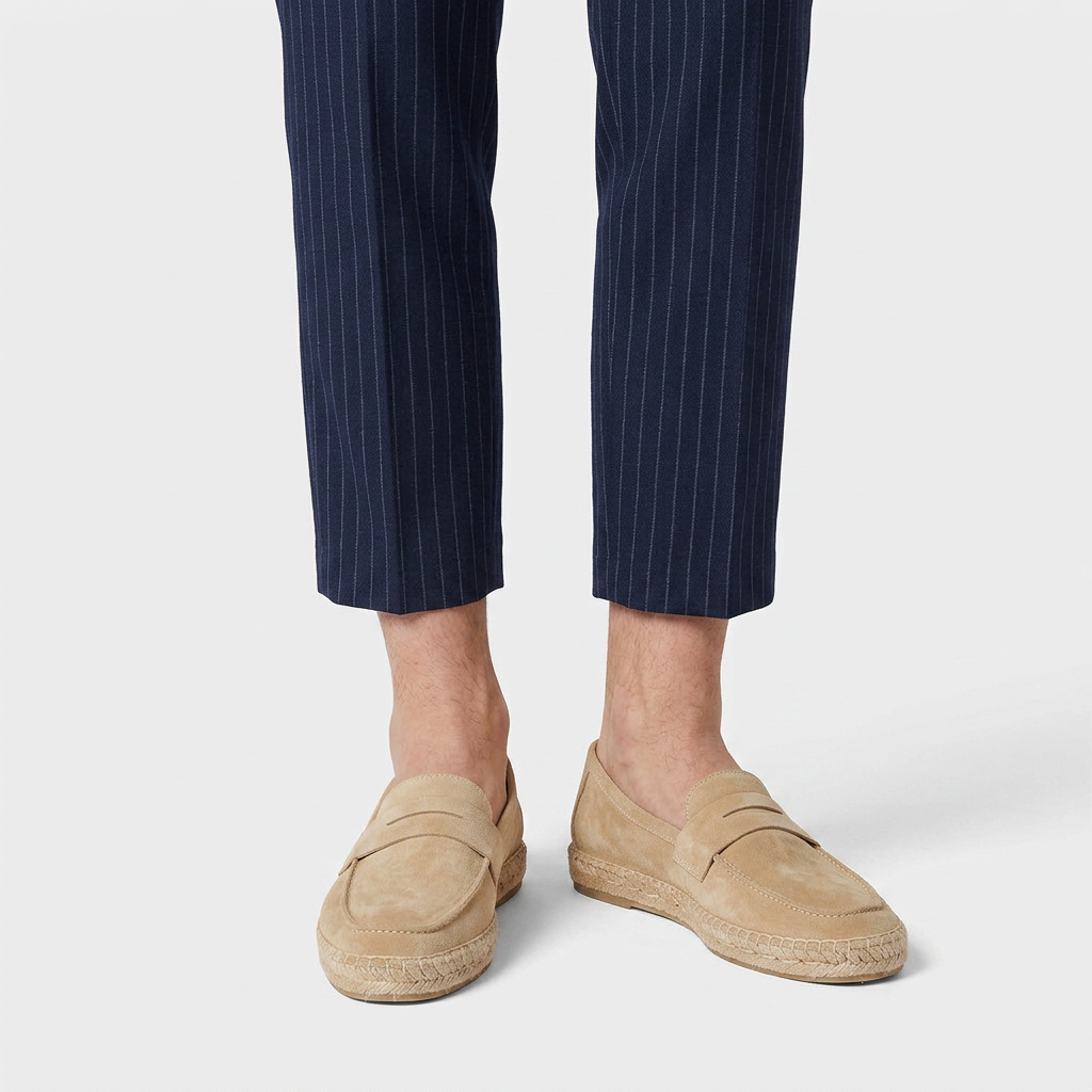 Suede Penny Loafer Espadrille Jute Sole for Men