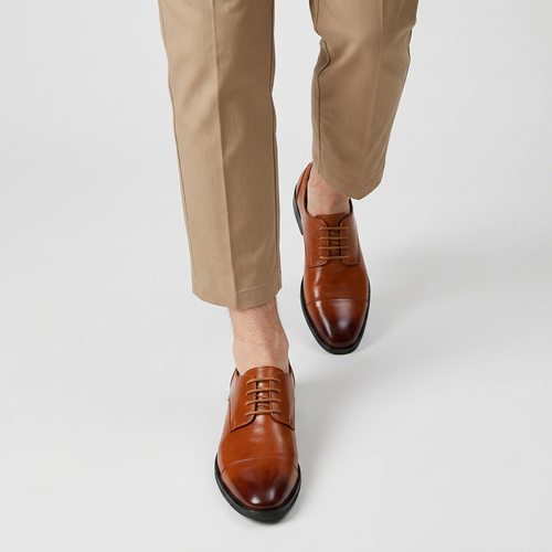 Cap Toe Derby Lace-Up Dress Shoe for Men