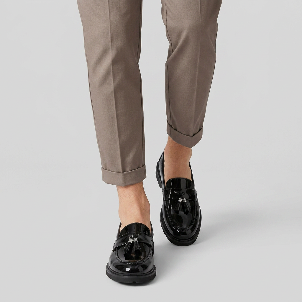 Patent Tassel Loafer Chunky Lug Sole for Men