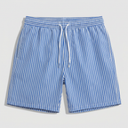 Striped Swim Shorts Elastic Waist Drawcord for Men