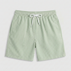 Striped Swim Shorts Elastic Waist Drawcord for Men