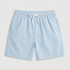 Striped Swim Shorts Elastic Waist Drawcord for Men