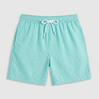 Striped Swim Shorts Elastic Waist Drawcord for Men