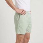 Striped Swim Shorts Elastic Waist Drawcord for Men