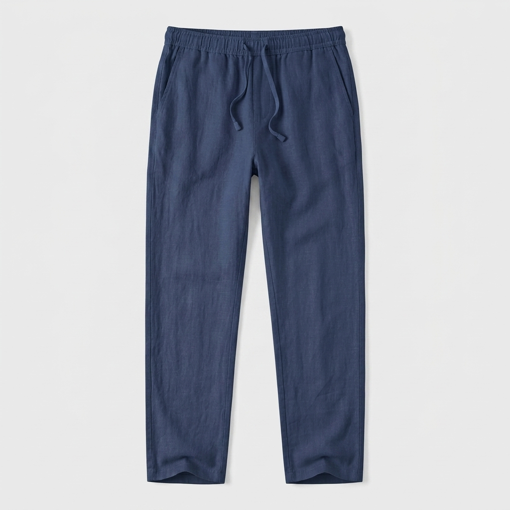 Men's Linen Drawstring Trousers Tapered Leg