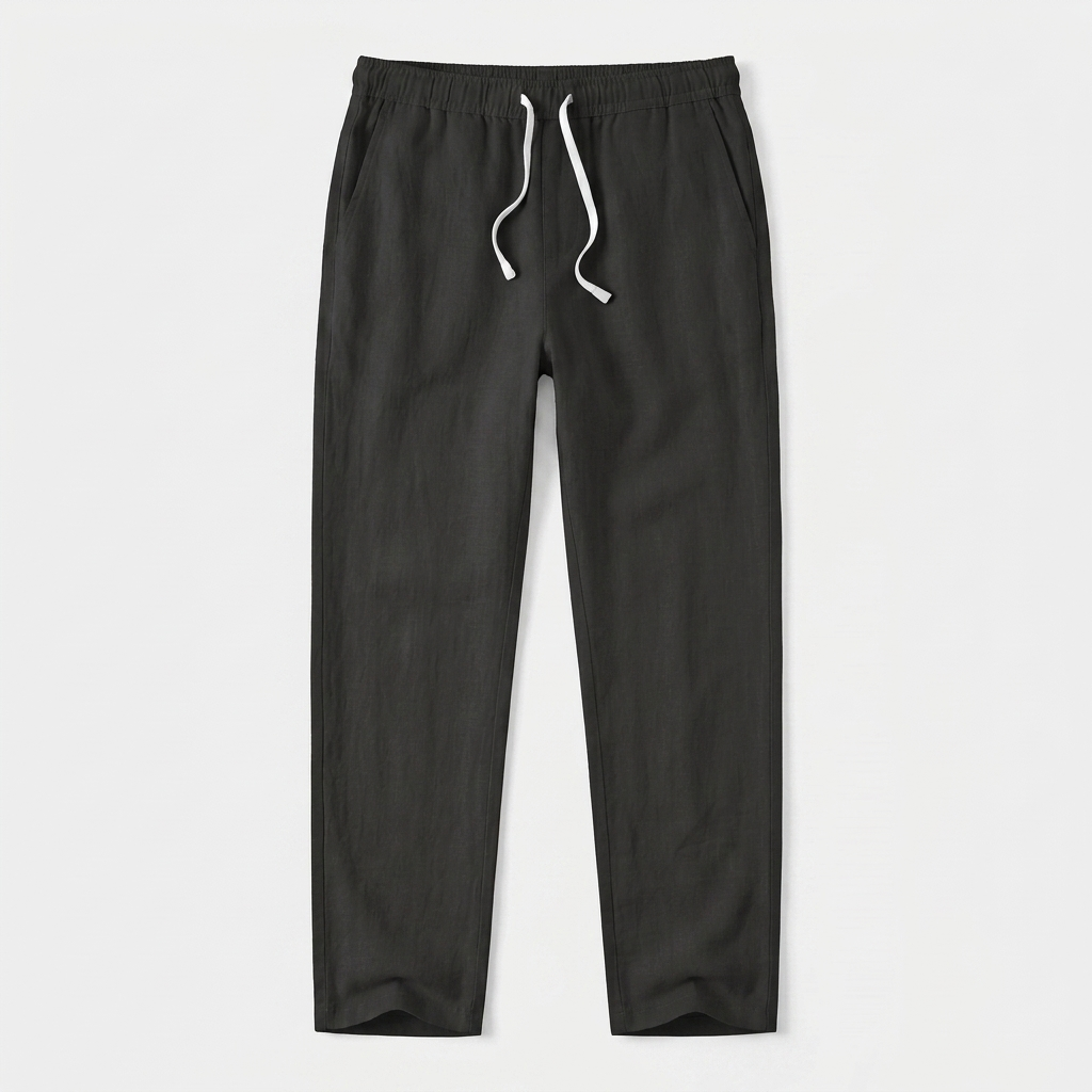 Men's Linen Drawstring Trousers Tapered Leg