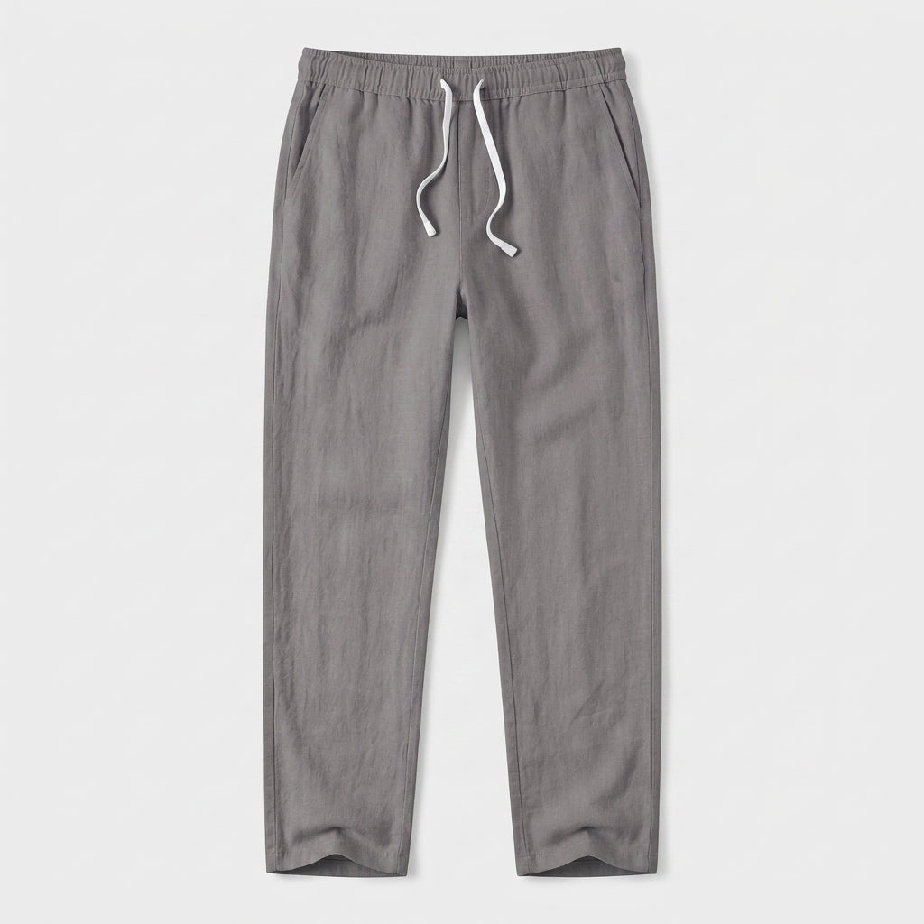 Men's Linen Drawstring Trousers Tapered Leg