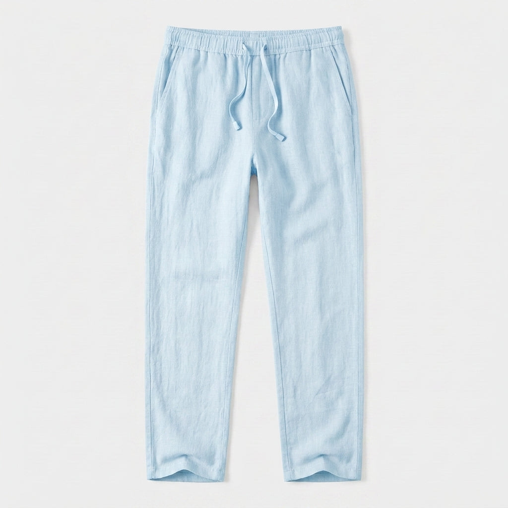 Linen Drawstring Trousers Tapered Leg for Men