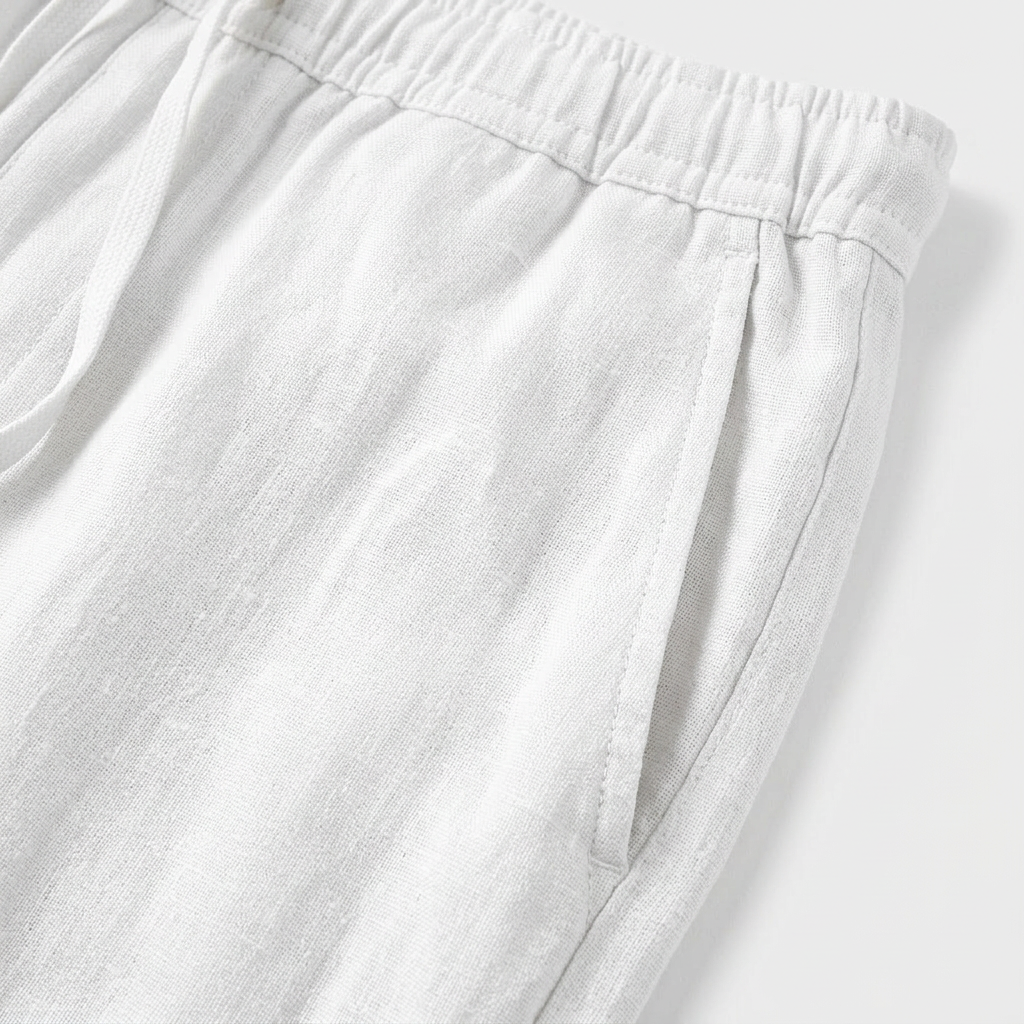 Linen Drawstring Trousers Tapered Leg for Men
