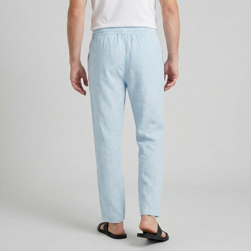 Linen Drawstring Trousers Tapered Leg for Men