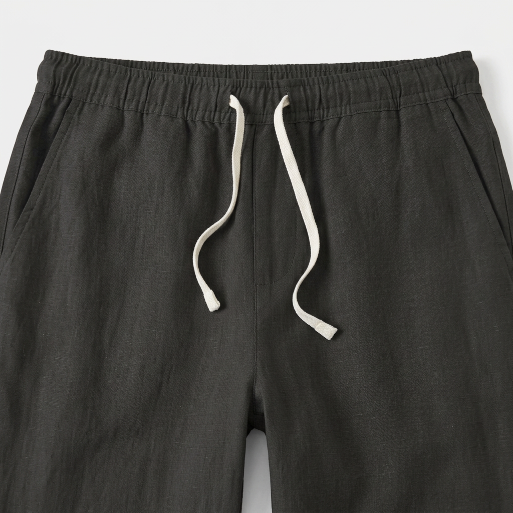 Men's Linen Drawstring Trousers Tapered Leg