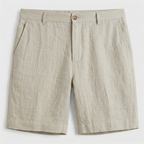 Linen Chino Shorts Flat Front Button Closure for Men
