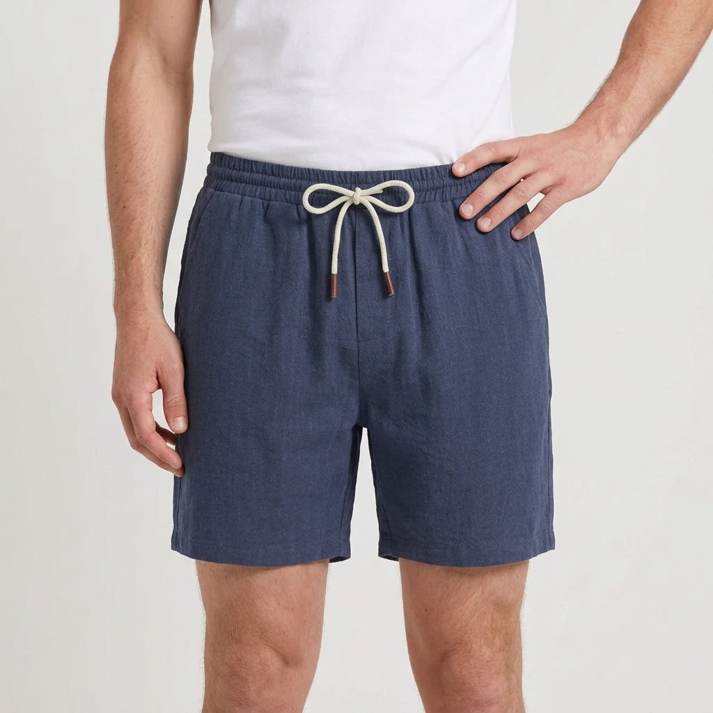 Linen Drawstring Shorts Elasticated Waist for Men