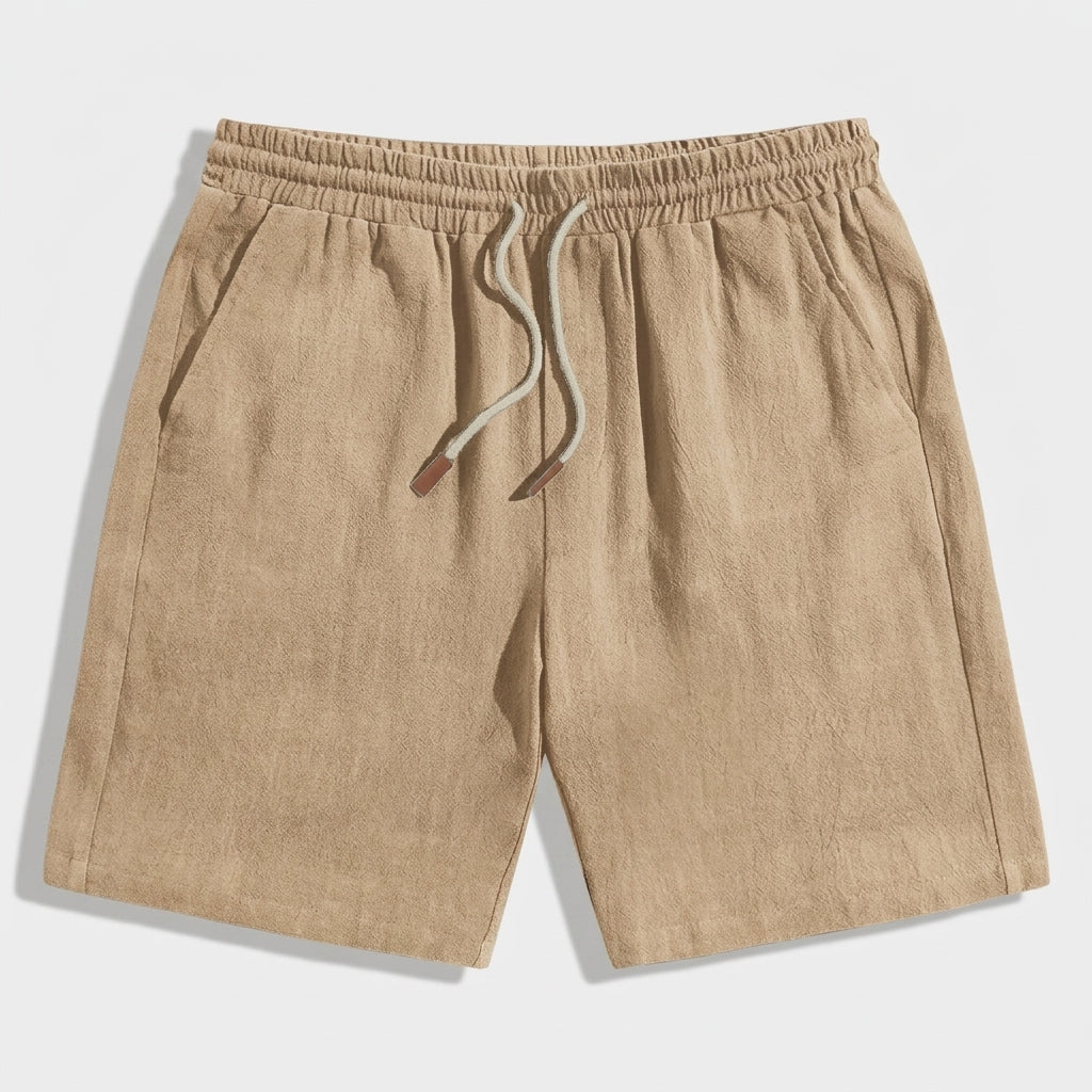 Linen Drawstring Shorts Elasticated Waist for Men