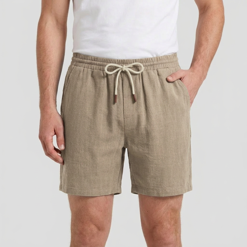 Linen Drawstring Shorts Elasticated Waist for Men