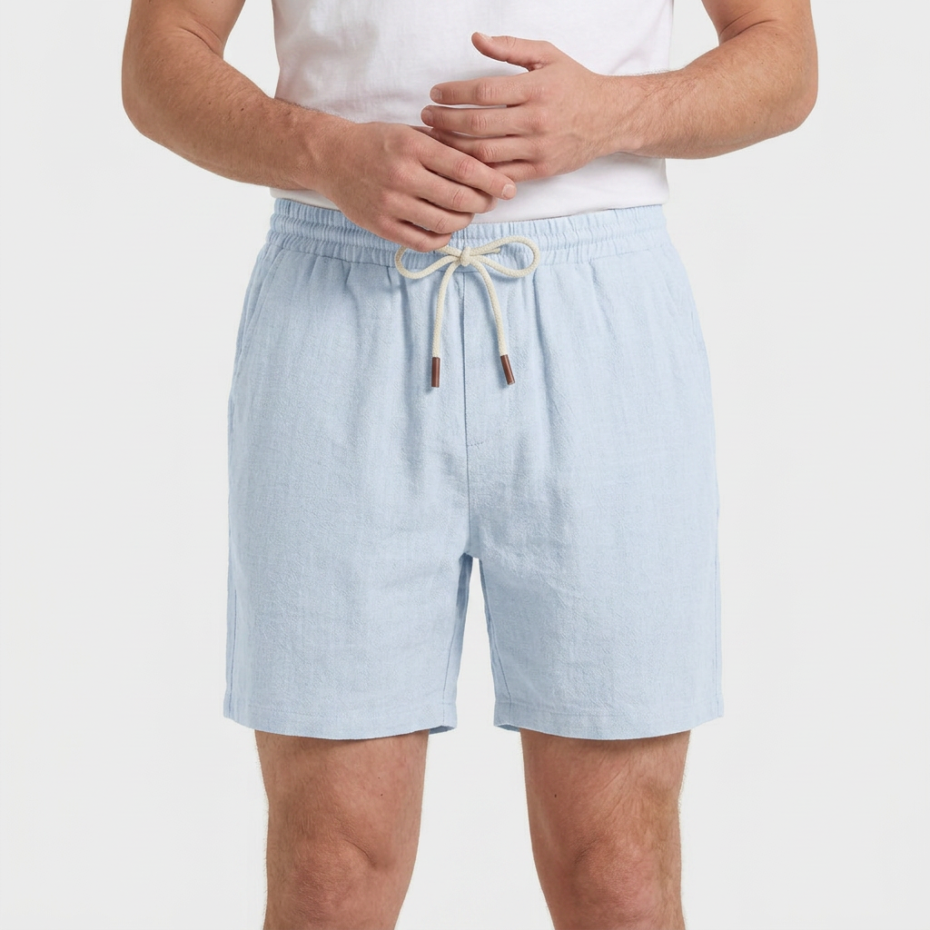 Linen Drawstring Shorts Elasticated Waist for Men