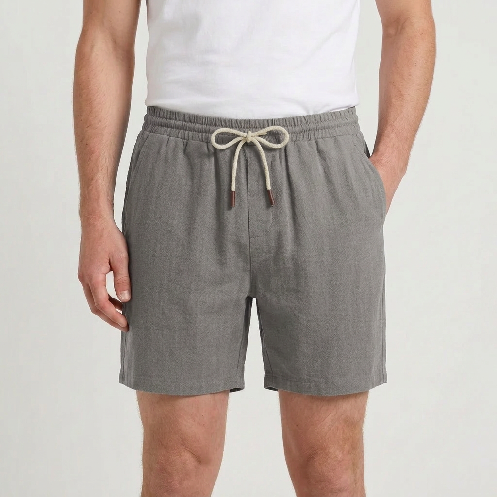 Linen Drawstring Shorts Elasticated Waist for Men