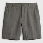 Linen Chino Shorts Flat Front Button Closure for Men
