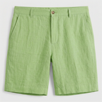 Linen Chino Shorts Flat Front Button Closure for Men