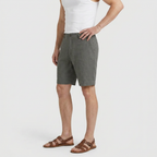 Linen Chino Shorts Flat Front Button Closure for Men