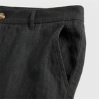 Linen Chino Shorts Flat Front Button Closure for Men