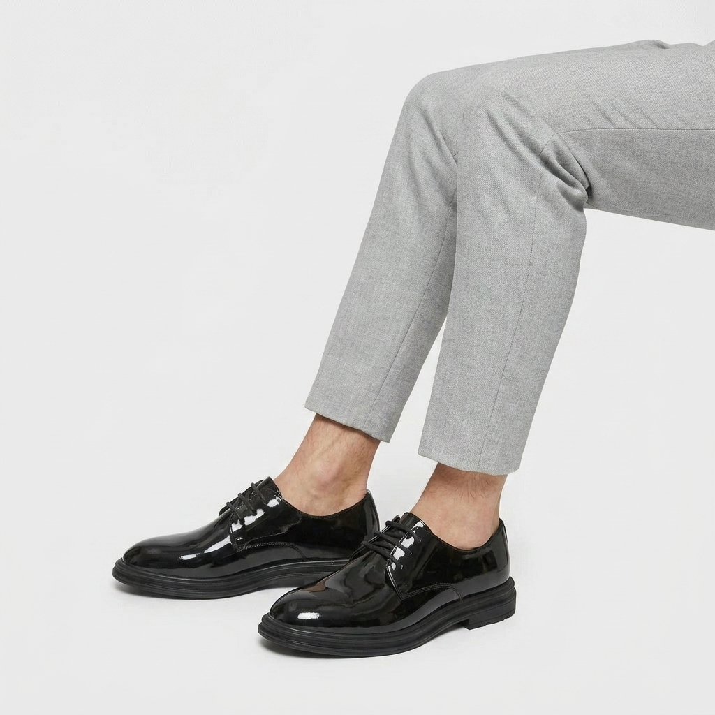 Plain Toe Derby Lace-Up Leather Dress Shoe for Men