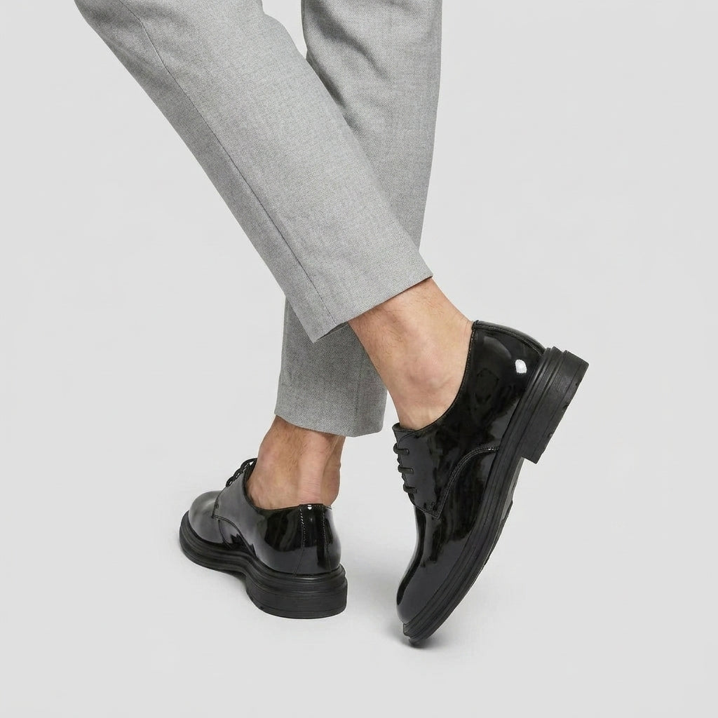Plain Toe Derby Lace-Up Leather Dress Shoe for Men