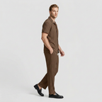 Pleated Matching Set Camp Collar Shirt Trousers for Men