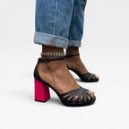 Women's Metallic Strappy Block-Heel Sandals