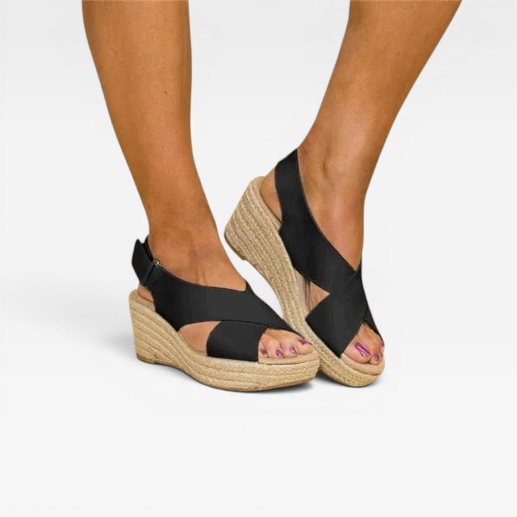 Women's Cross-Strap Espadrille Wedge Sandals