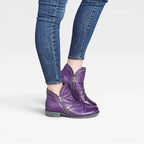 Women's Leather Ankle Boots with Side Zip