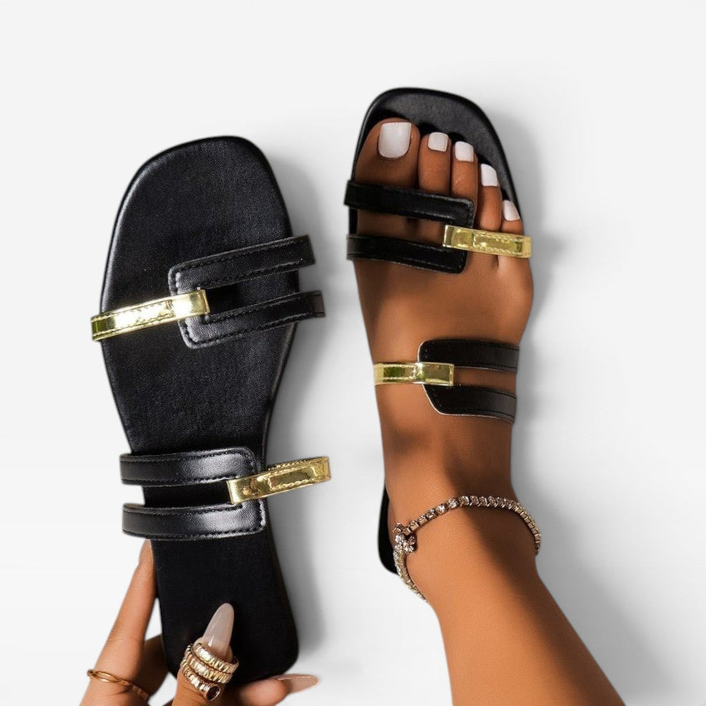 Women's Flat Slide Sandals with Square Toe