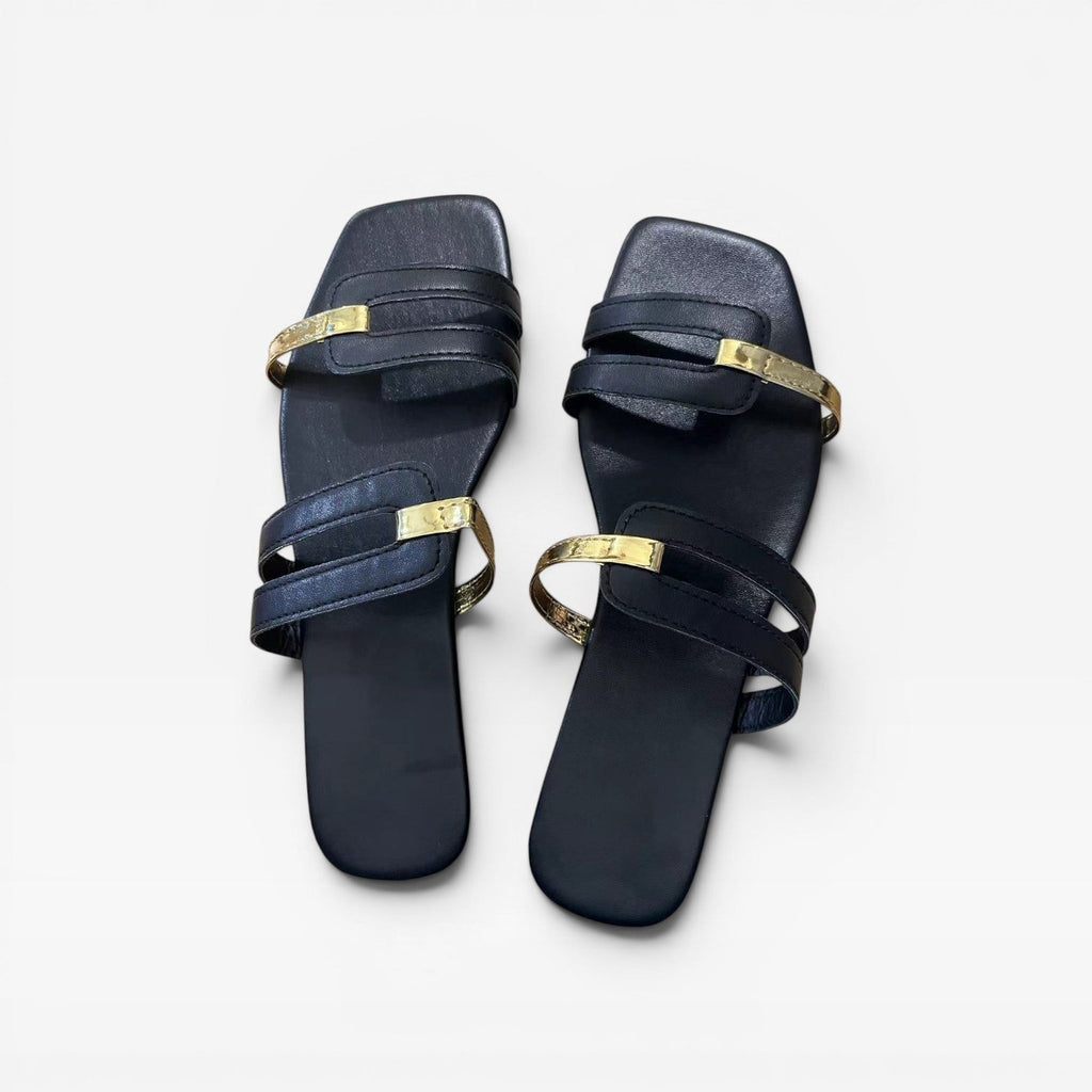 Women's Flat Slide Sandals with Square Toe
